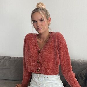Urban Outfitters Maura Chenille Cropped Cardigan